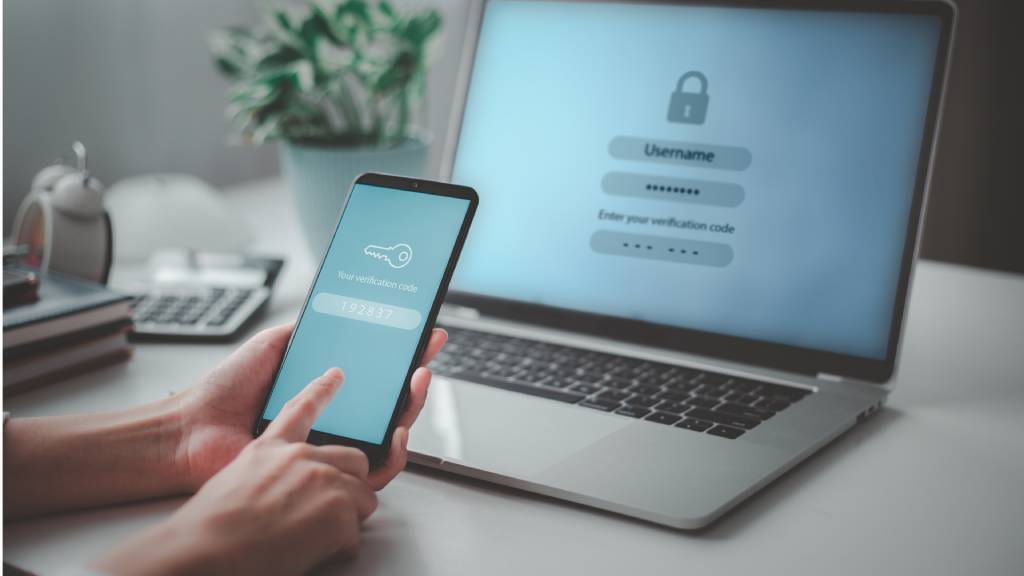 person using mfa on their phone