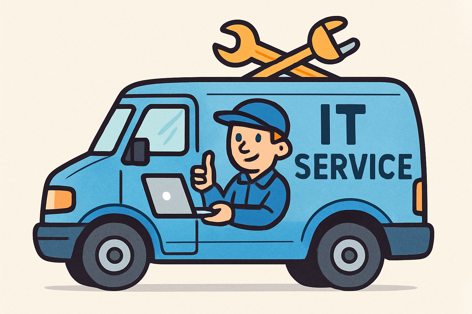 A cartoon style IT service van-3