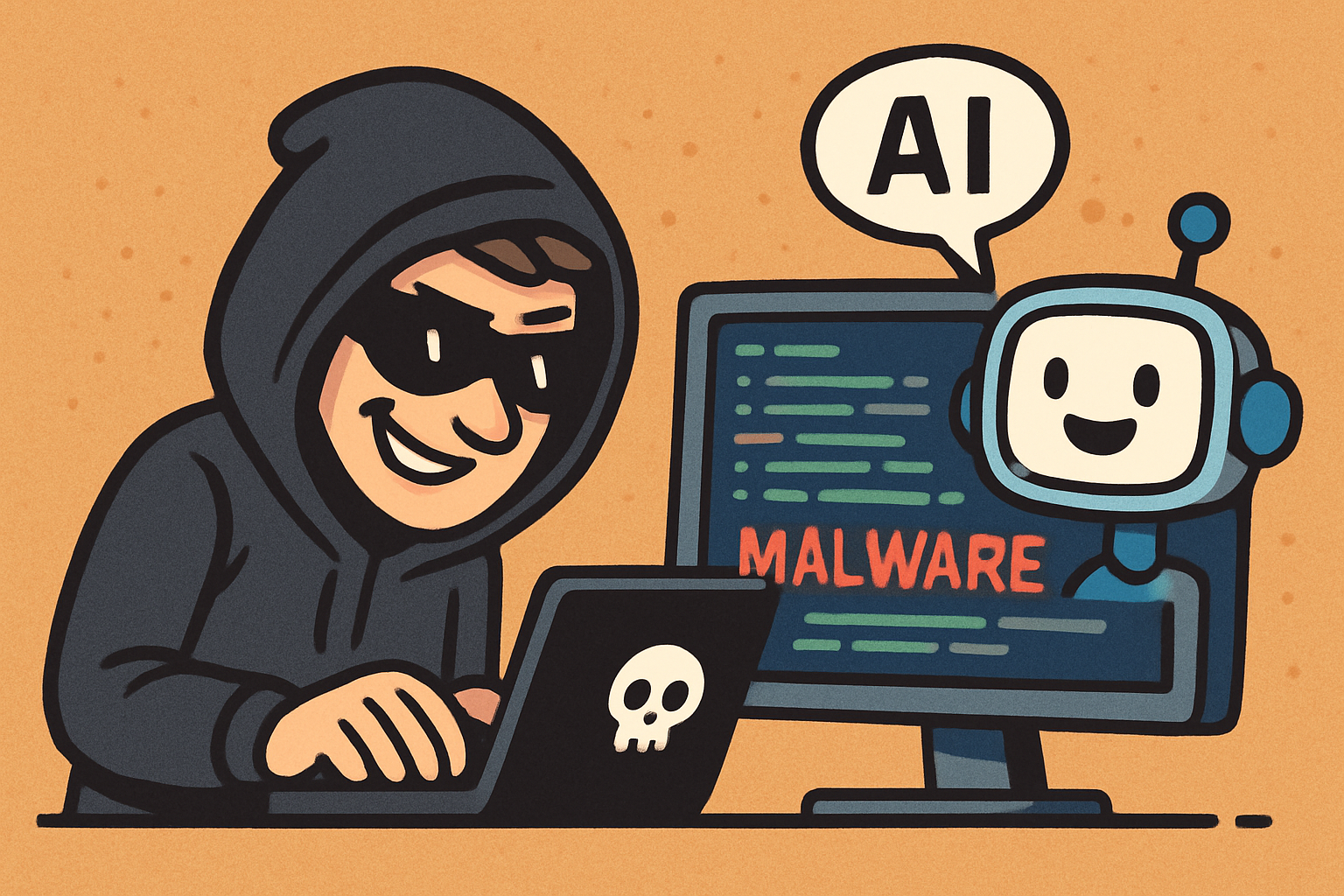 A hacker using AI to write Malware