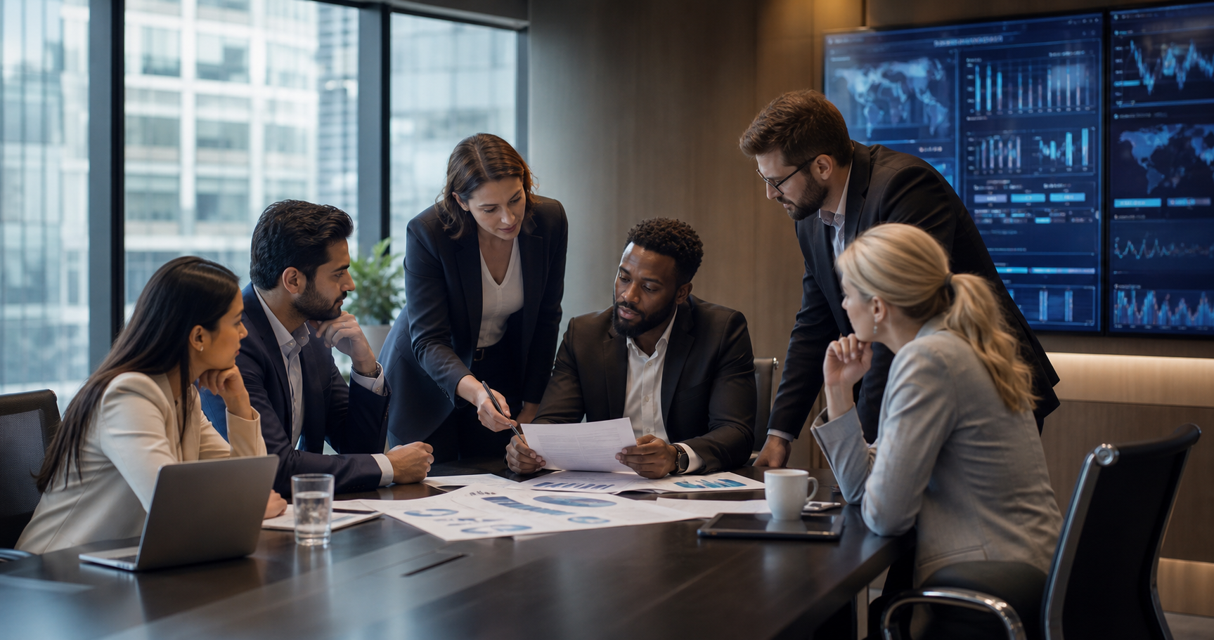 office staff discussing vendor policy