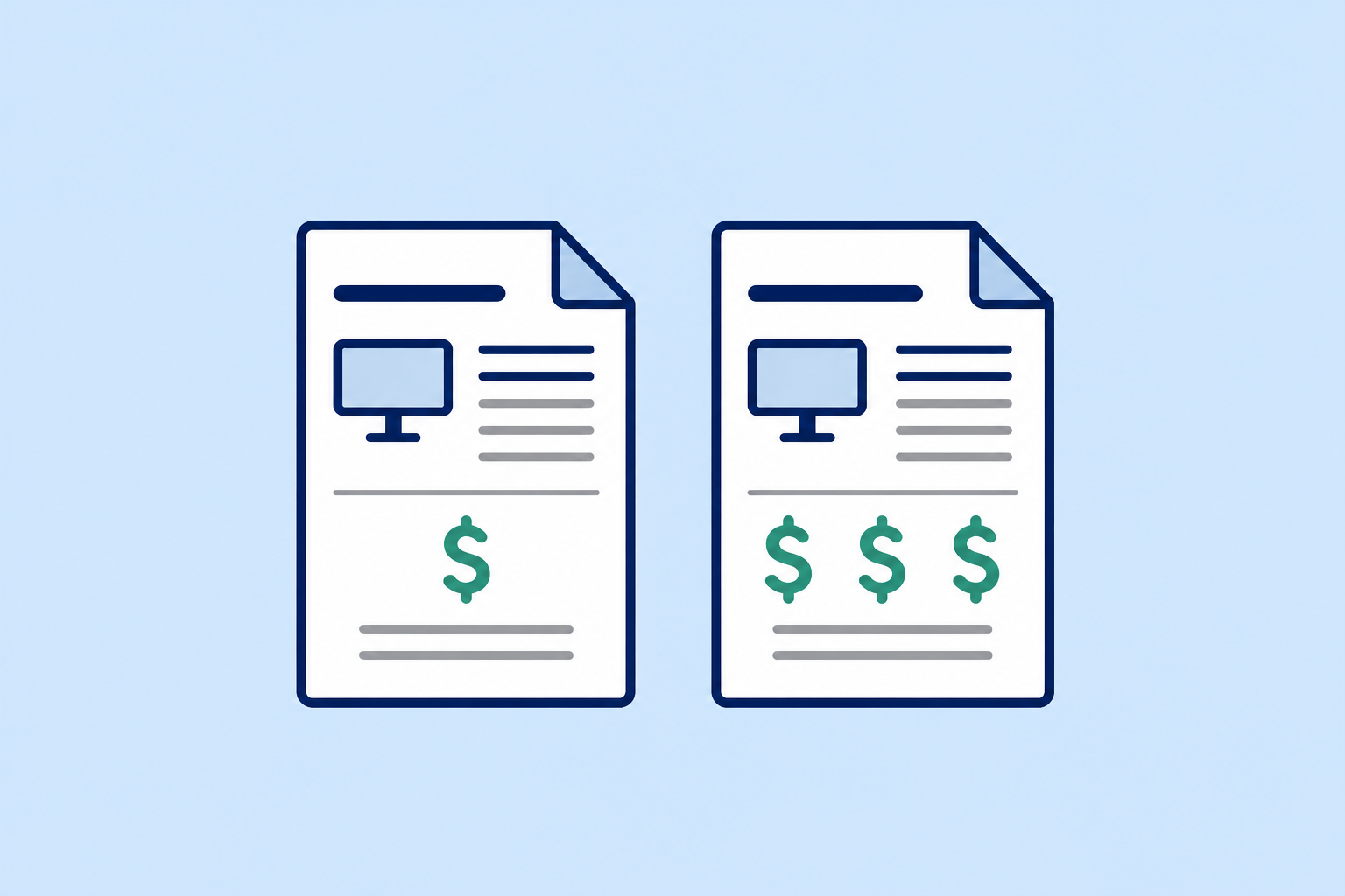 Two IT proposals: one with 1 dollar sign and one with 3 dollar signs