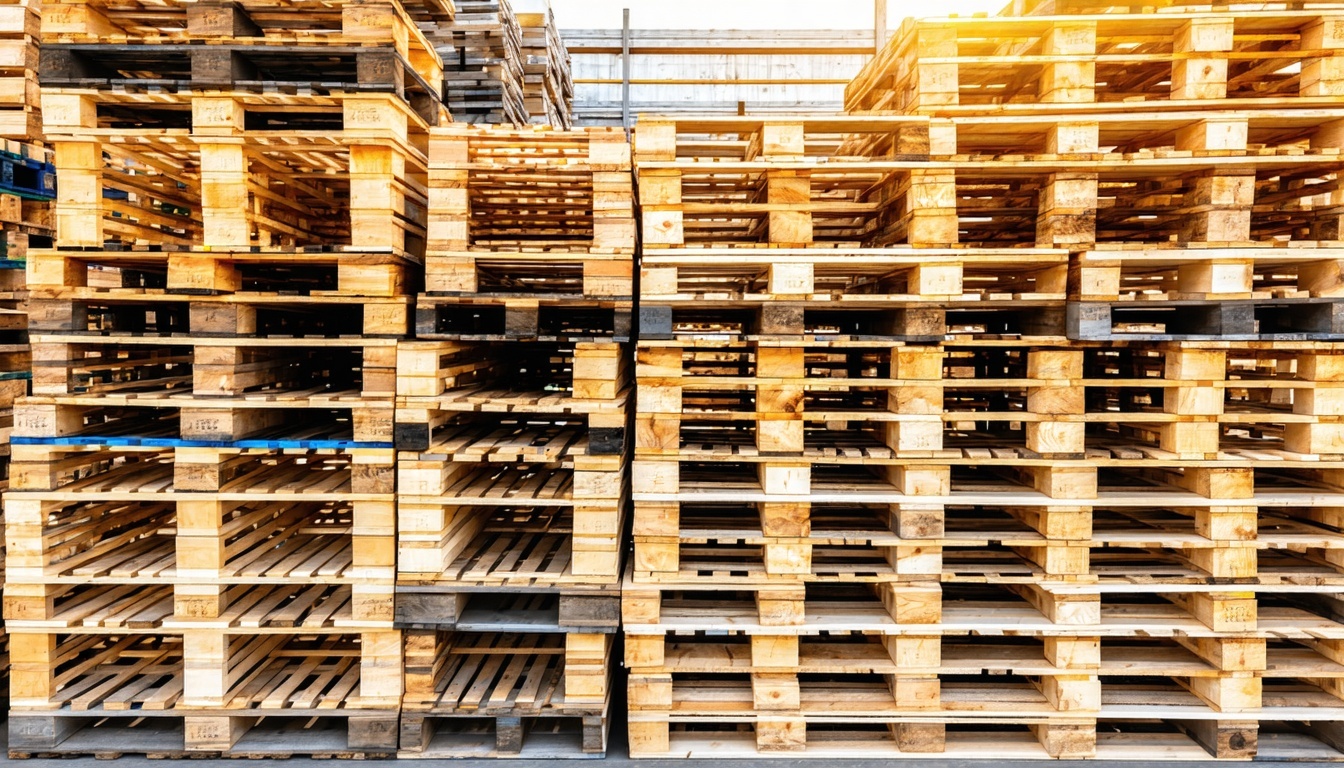 stacked wooden pallets