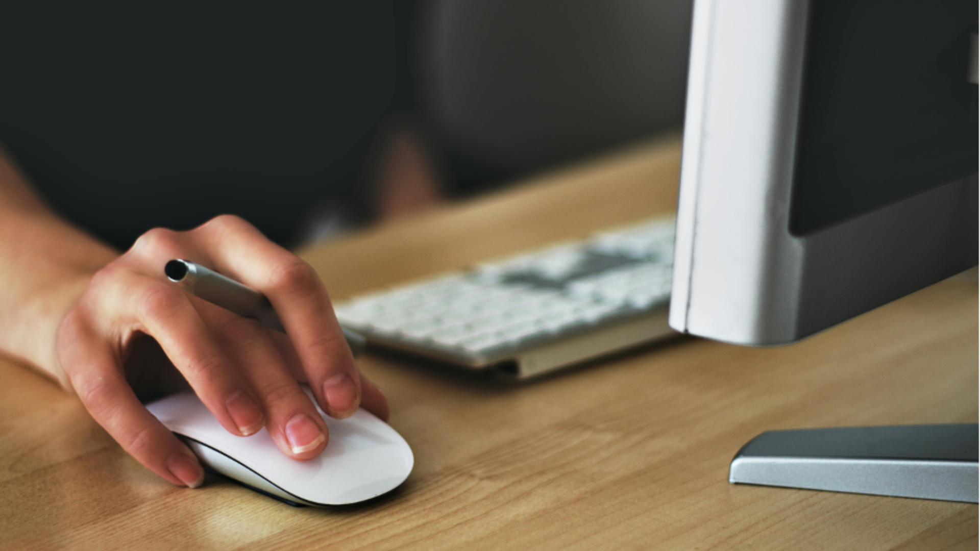 computer, mouse and keyboard sitting on a desk