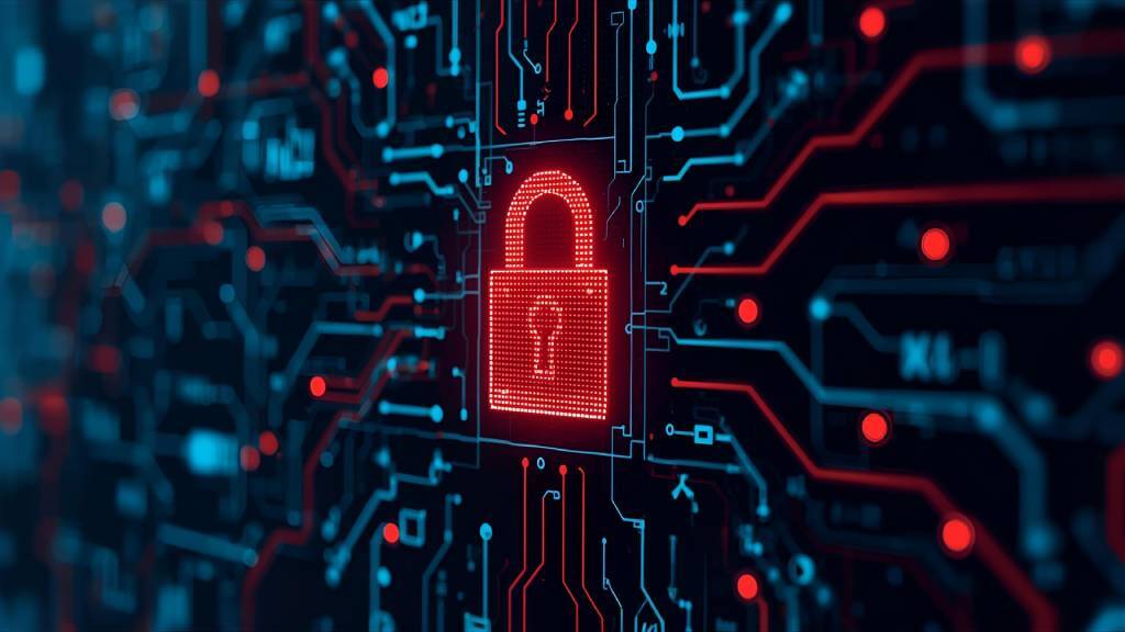 red lock with sitting on what looks like a hard drive