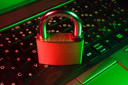 A padlock on a keyboard