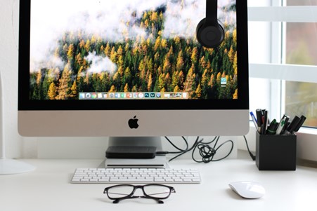 mac on a desk