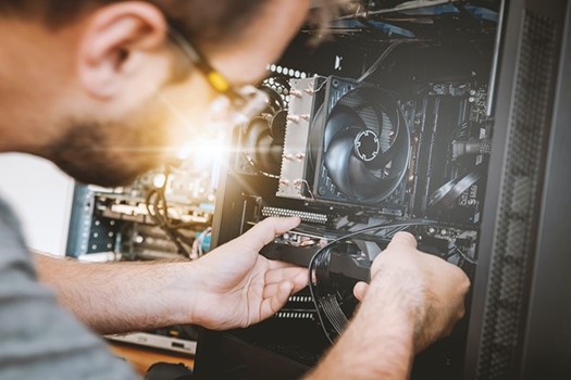 A guy fixing the server