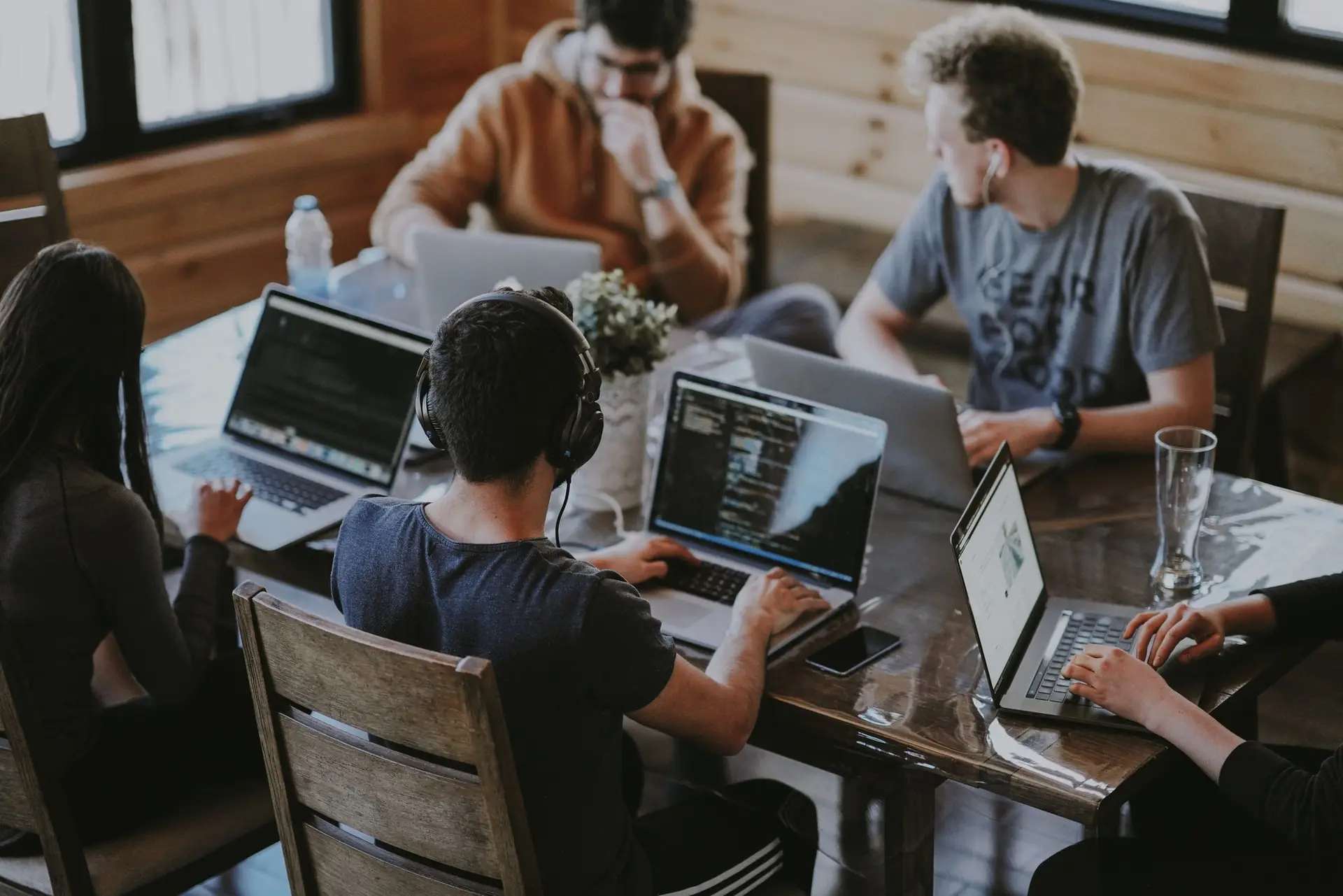 group of people working in an office