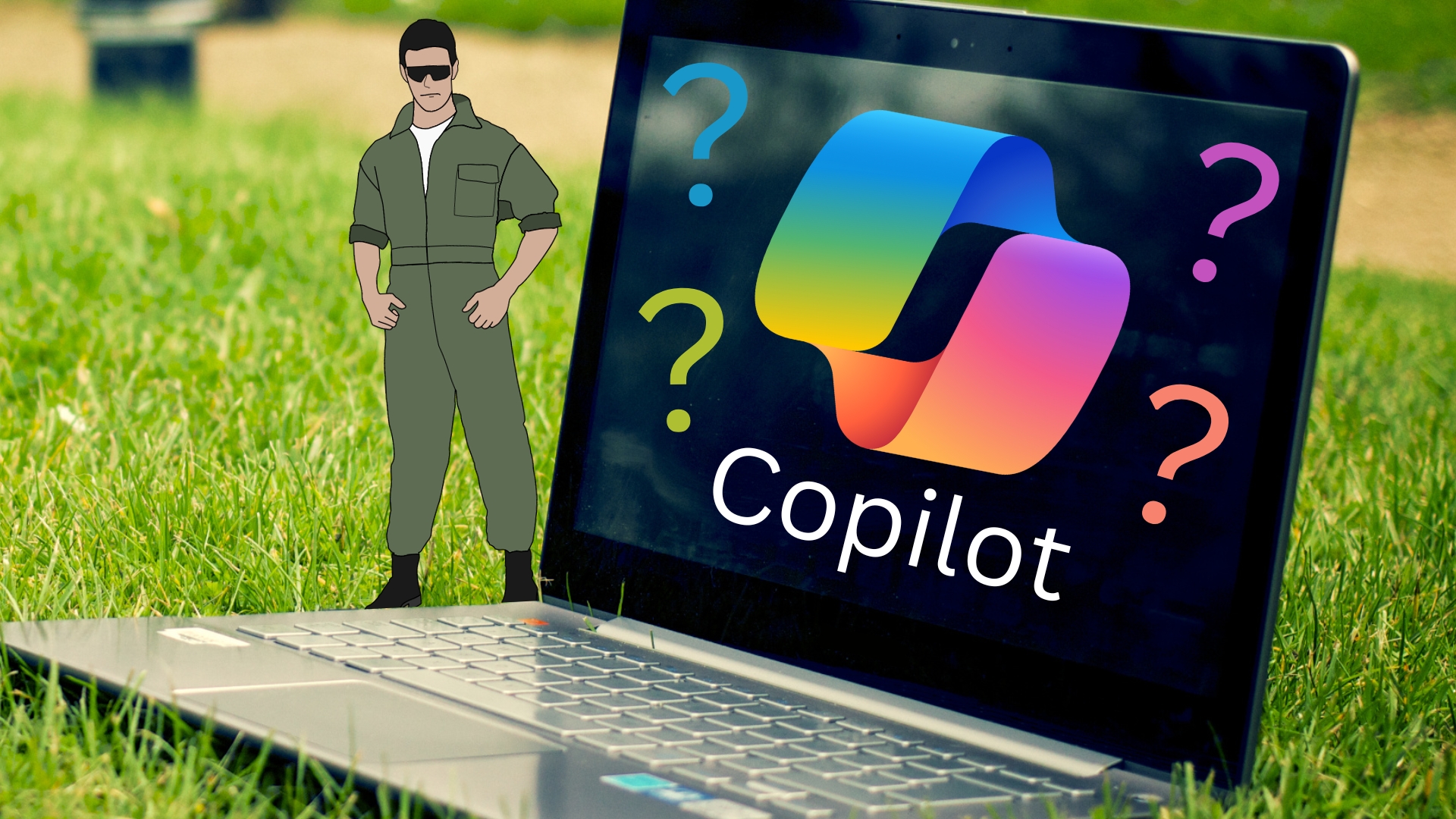 laptop with copilot and army guy