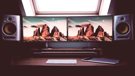 dual monitors on desk