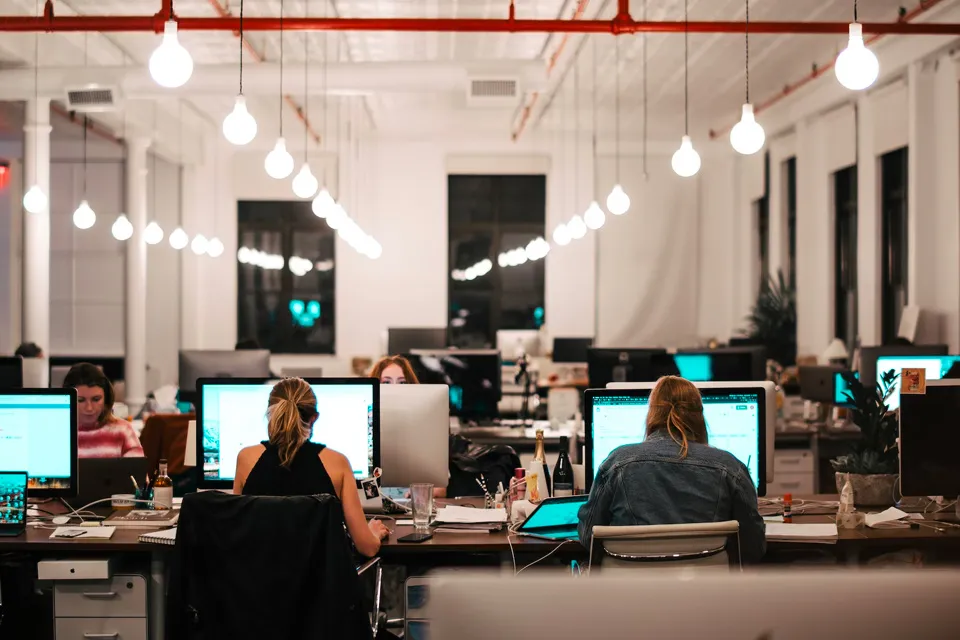 Employees using computers