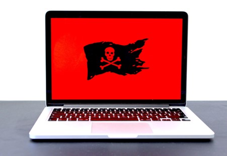 red pirate flag on laptop screen